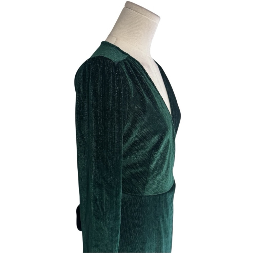 BALTIC BORN Wrap Green Velvet Long Sleeve Dress Midi Maxi Sz XS‎ Holiday Wedding - Picture 5 of 8